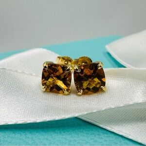 RARE Tiffany & Co. 18k Yellow Gold Citrine Sparkler Earrings with PACKAGING